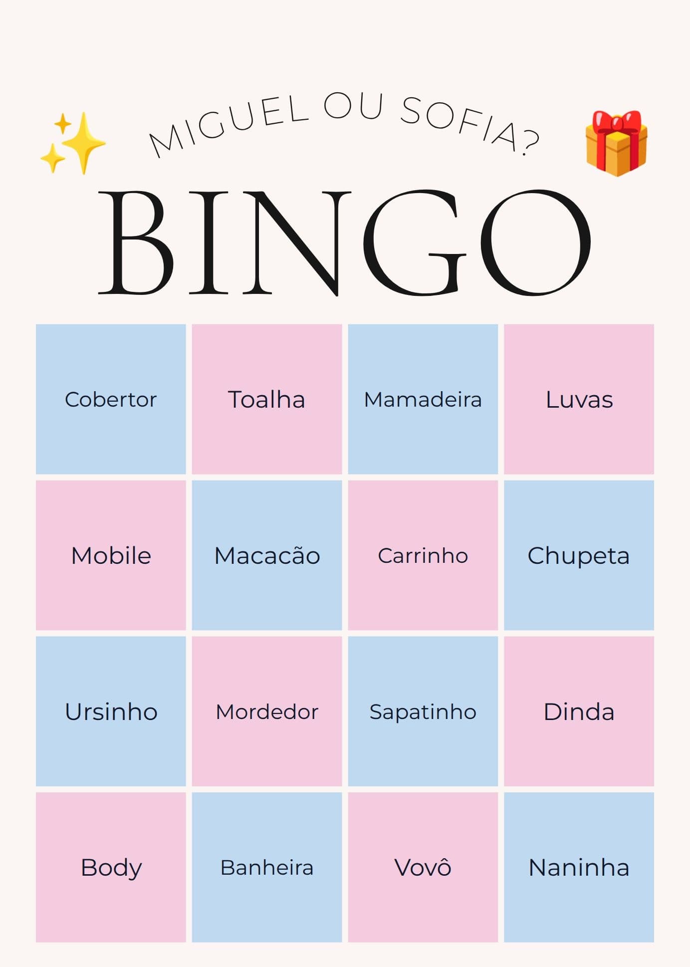 Exemplo de cartela de bingo 3