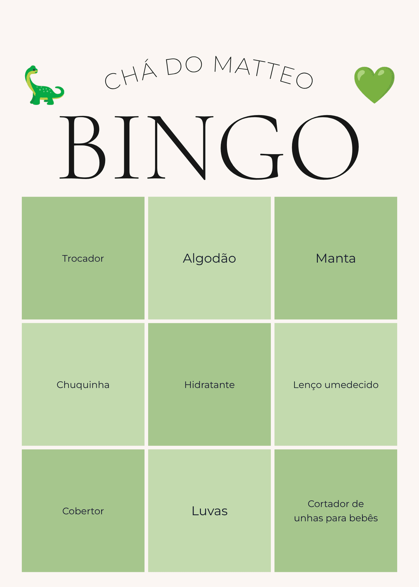 Exemplo de cartela de bingo 9