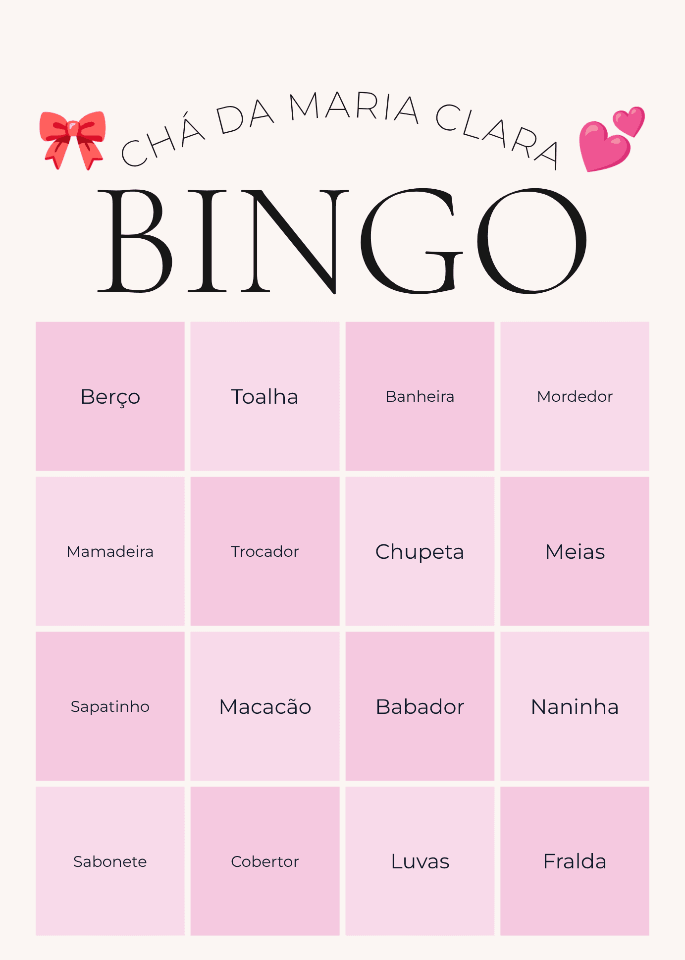 Exemplo de cartela de bingo 6